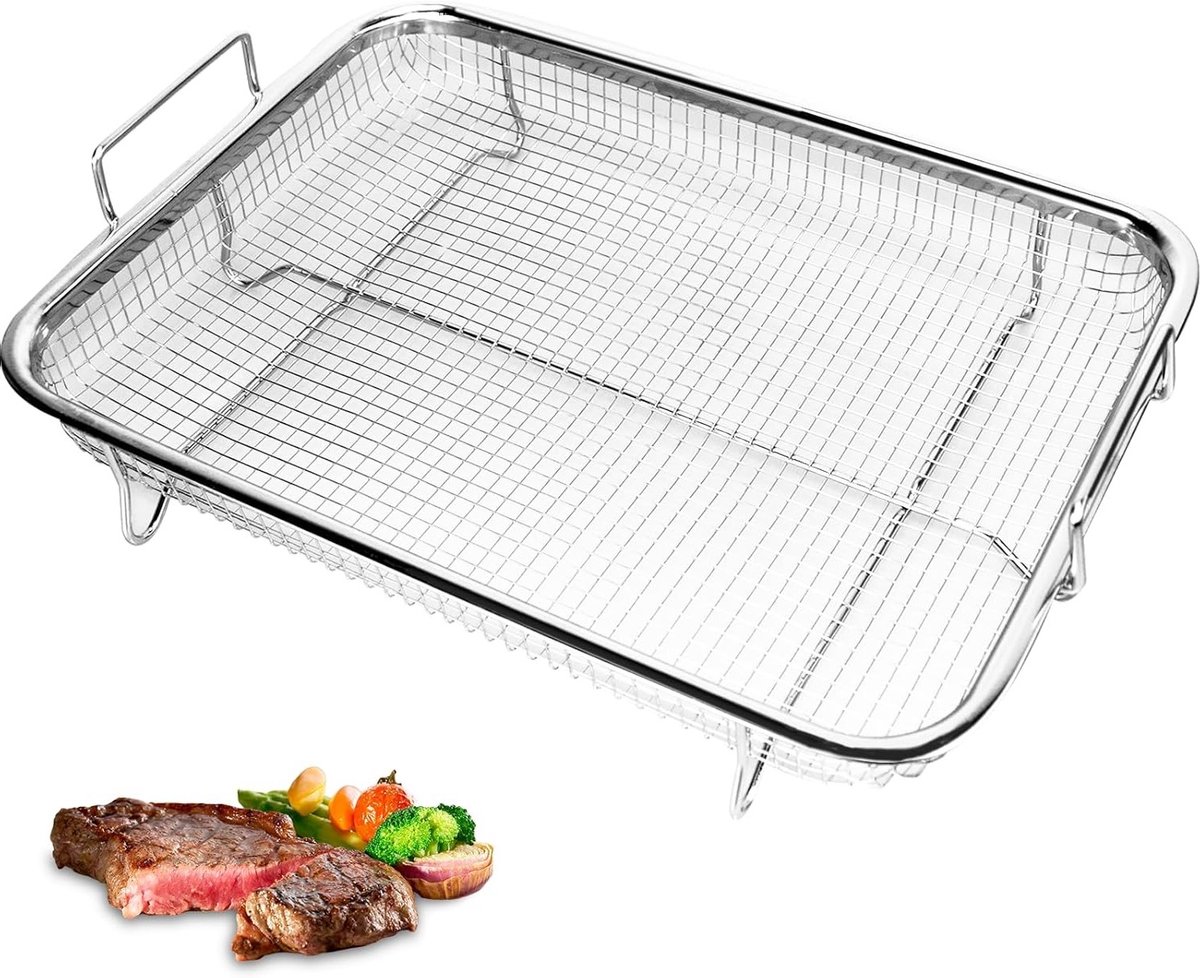 Grillmand voor oven en barbecue 30 x 22 x 5 cm ideaal voor groenten fruit en gebak perfect voor roosteren en bakken