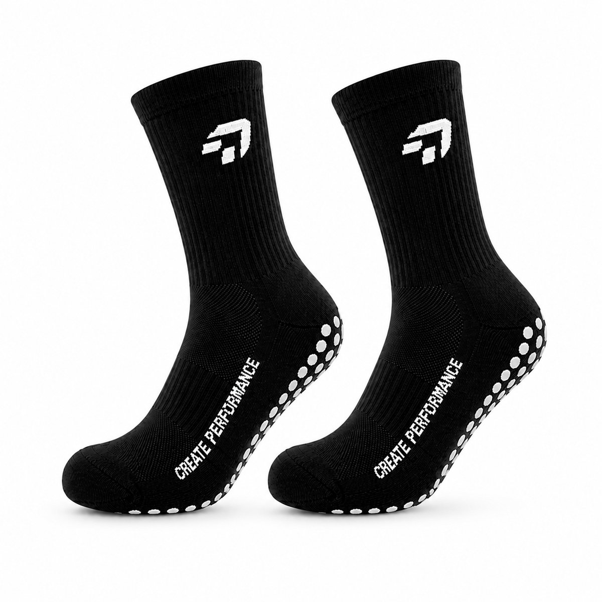 CREATE PERFORMANCE Gripsokken - Voetbal - Performance Sokken - Voetbalsokken - Sportsokken - Maat 40 tot 45 - Anti slip - Zwart