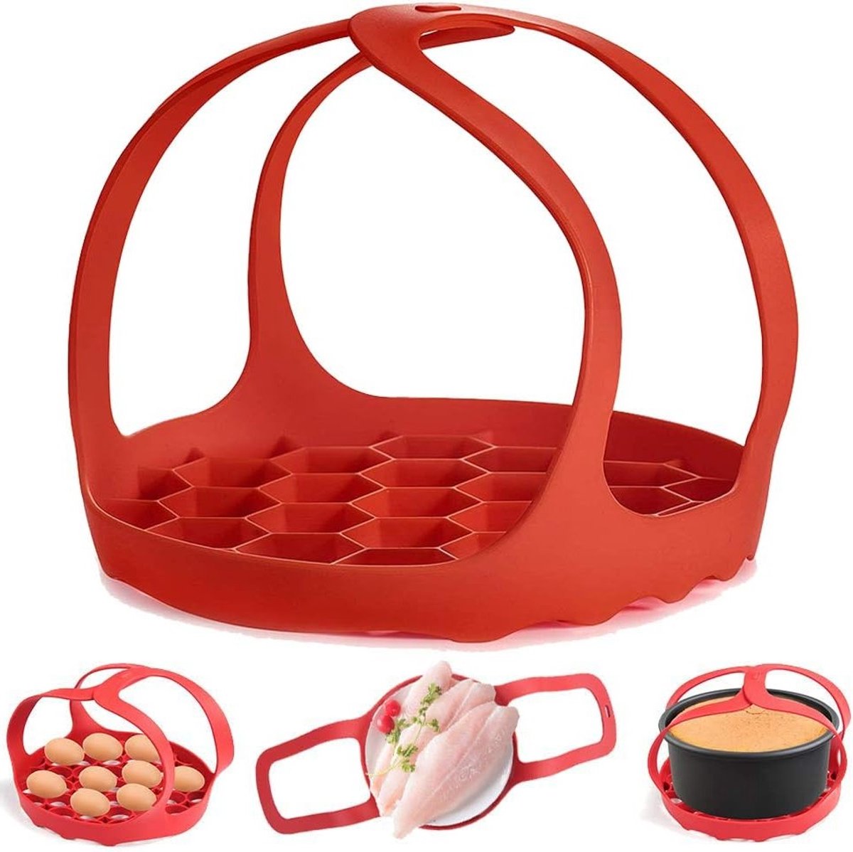 Siliconen Sling voor Druk Cooker, Antiburn Bakvorm Lifter voor 6 Qt/8 Qt Instant Pot, BPA-vrij Stoomrek en Eierscheider voor Multifunctionele Kooktoestellen