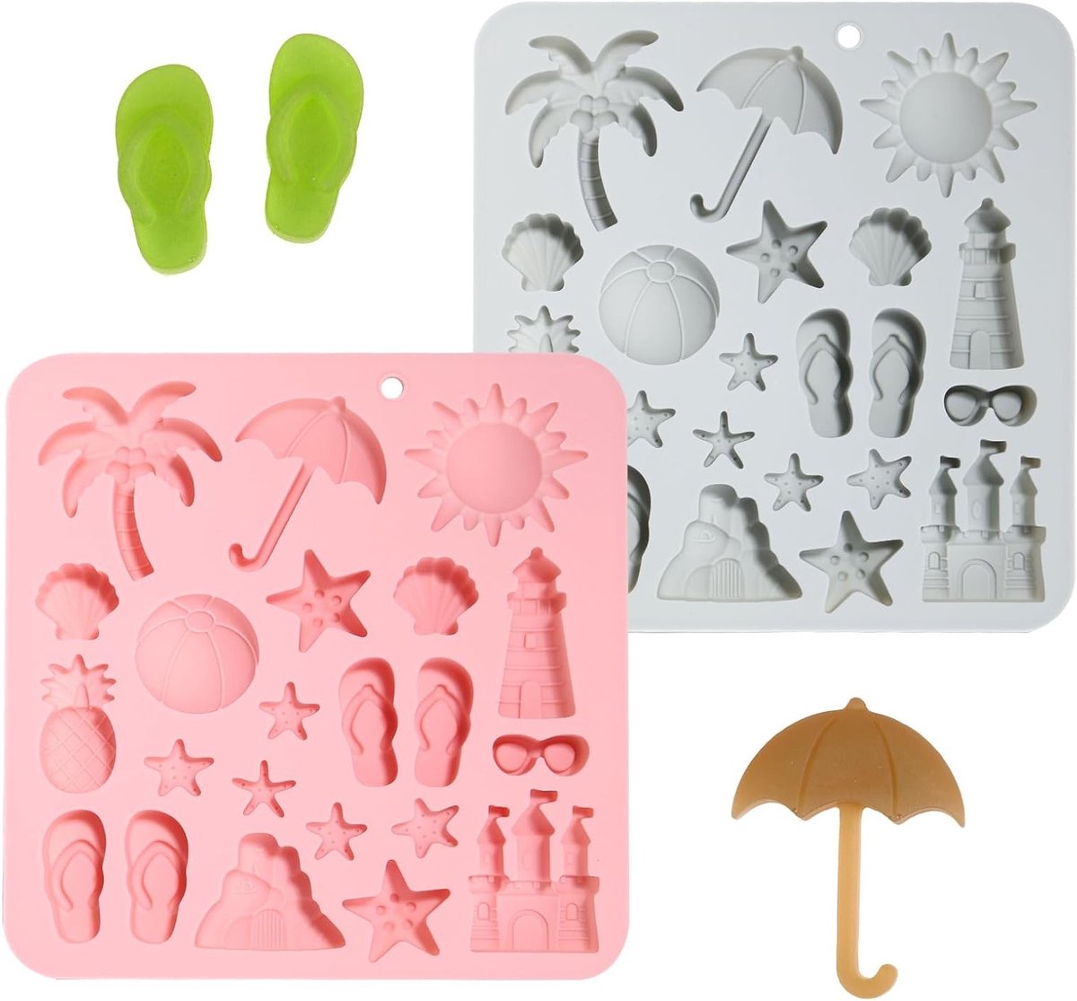 2 Stuks Zomer Strand Thema Siliconen Mallen voor Chocolade, Tropische Candy Mallen in Kokosnoot en Ananas Vorm voor Feestelijke Chocolade Creaties