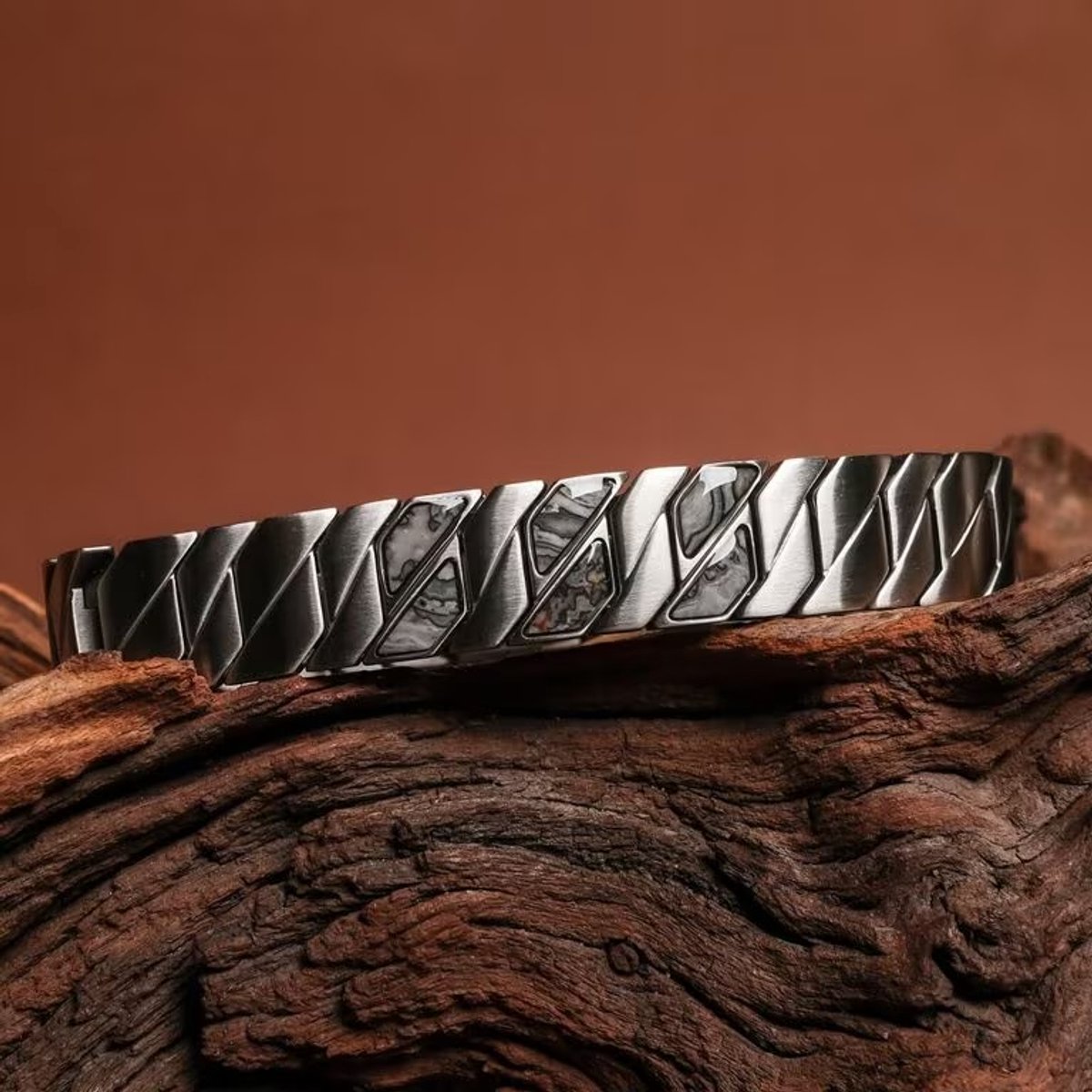 Holzkern Armband Bariton (marmer-Zilver)
