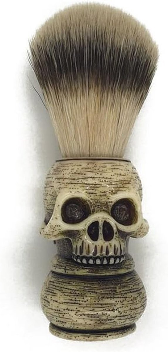 Handgemaakte Scheerkwast van 100% Echte Bont met Schattige Skull Handgreep voor Luxe Scheerervaring en Professioneel Gebruik met Scheermes of Scheermesje