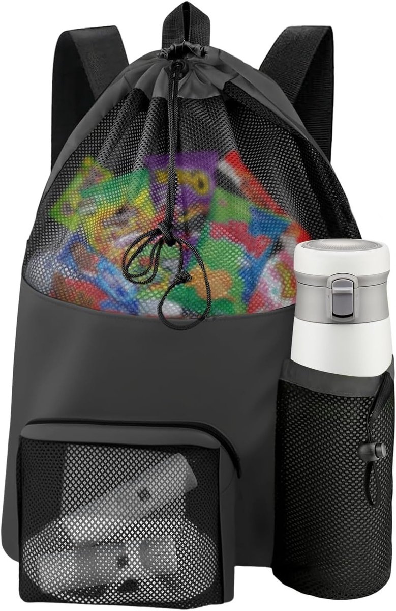 Ruime mesh zwemtas met trekkoord, waterdichte gymtas voor sport, strand en yoga, verstelbare rugzak voor heren en dames