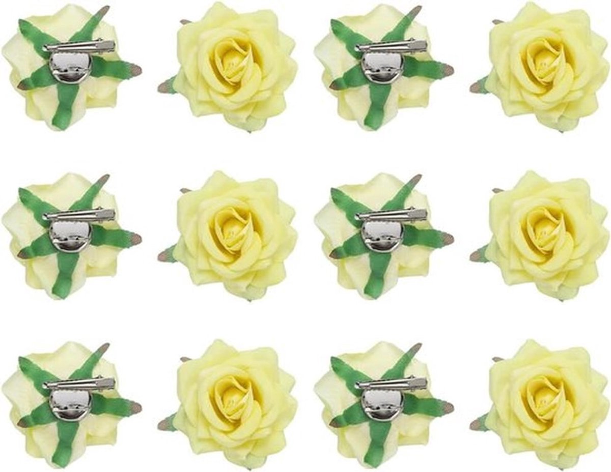 Set van 12 Haarspelden Bloemenvorm Roze Geel Haaraccessoires 7,5 cm