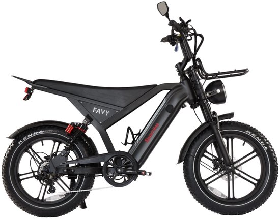 FAVY Sportline Fatbike - Limited GT20 Edition - Rijklaar - 65 km Actieradius - Verlengd Duo Zadel - NFC - Alarmsysteem - LCD Display - Hydraulische Schijfremmen - Bekerhouder - 250W Motor - Incl. Elektrische Fietspomp - 2 Jaar Garantie - Zwart van Merkloos — afbeelding 5