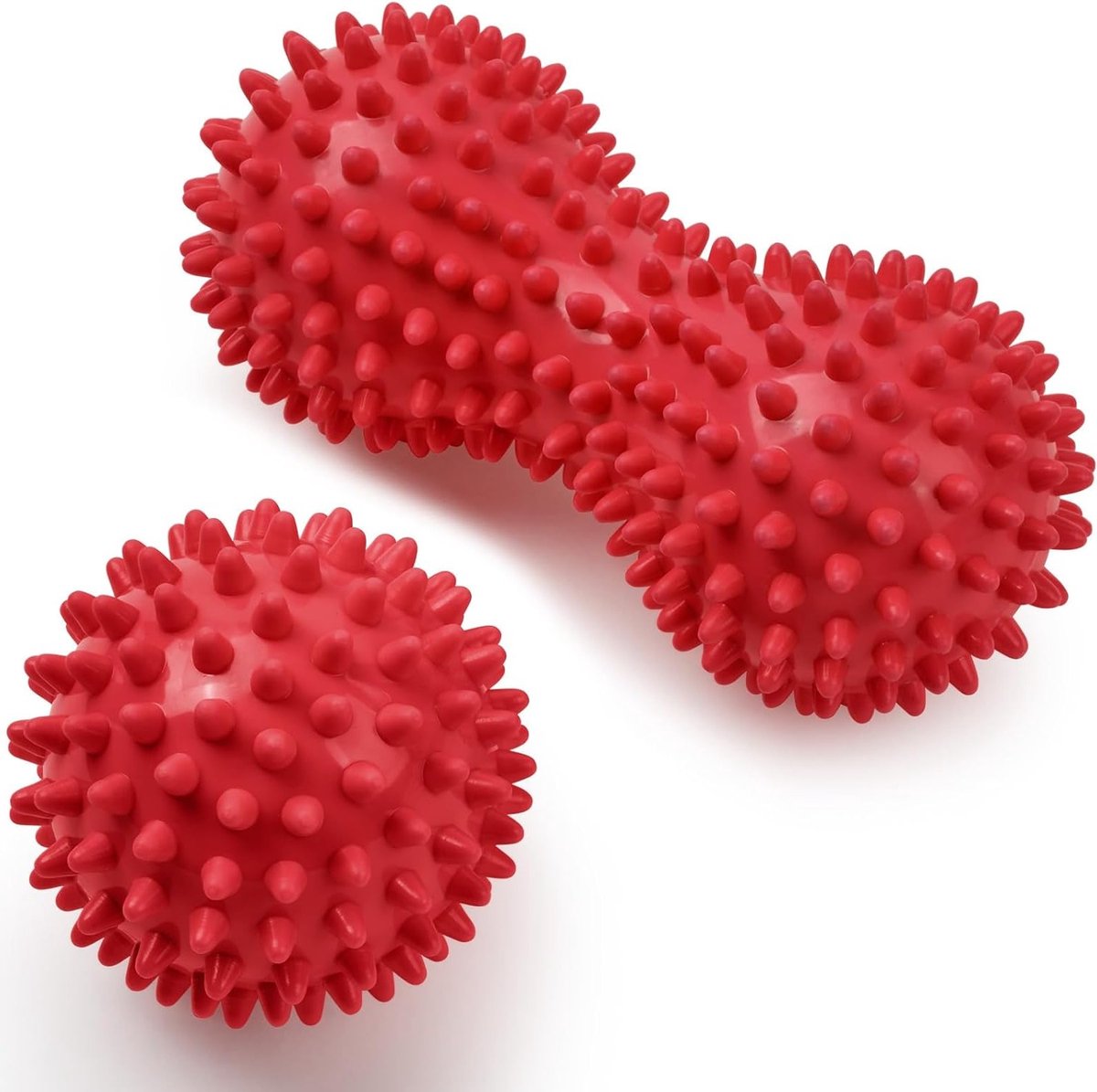 Fascia Ball Set van 2 - Kleine Harde Porcupine Ball - Fascia Massage Ball met Studs - Massage Balls voor Spierontspanning en Pijnverlichting - Porcupine Massage Ball voor Voeten, Rug, Nek, Handen