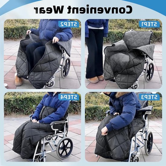 Warmtegevende Winter Dekentje voor Rolstoelgebruikers - Winddichte Voetenzak en Beenbedekking voor Volwassenen - Comfortabel en Praktisch voor Koude Dagen — afbeelding 3