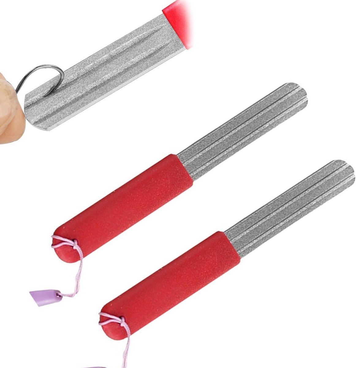 Dart Sharpener Set van 2, Dubbelzijdige Slijper voor Vissen, Handige Slijpsteen met Handvat voor Buitenactiviteiten en Precisie Slijpen