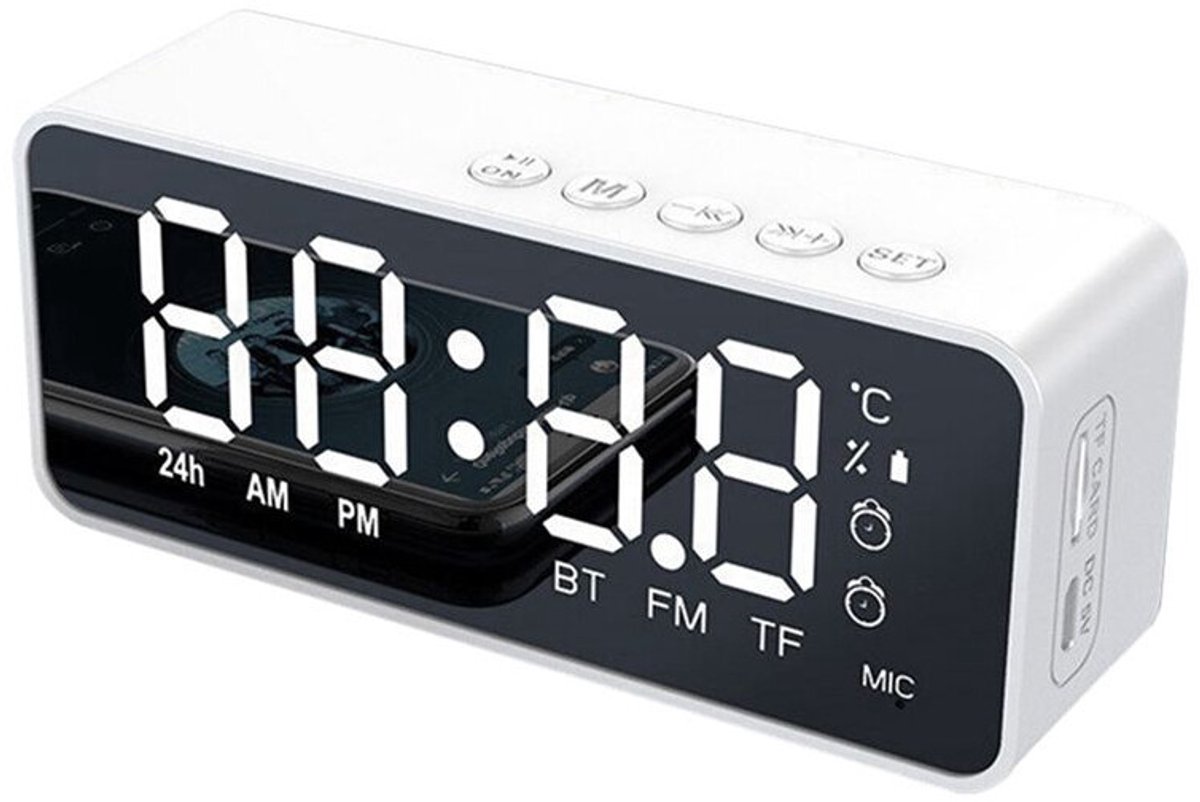 G50 draadloze speaker Geschikt voor wekker, FM-radio, kaart, temperatuurweergave en functie Geschikt voor het afspelen van audio via een schermspiegel, wit.