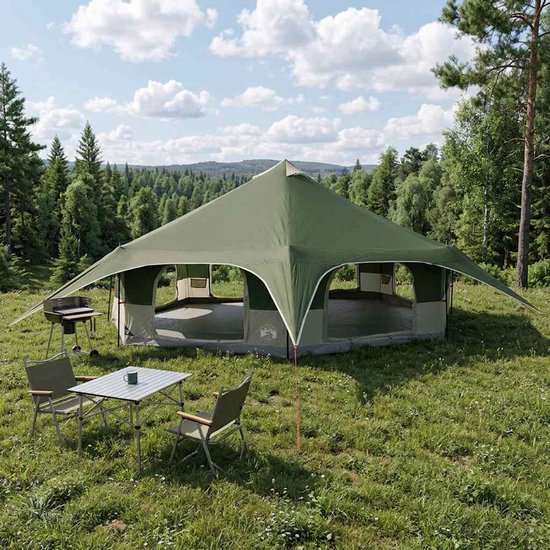 vidaXL - Familietent - 18-persoons - Groen - 185T - Polyester - met - PU - Coating van Vidaxl — afbeelding 4