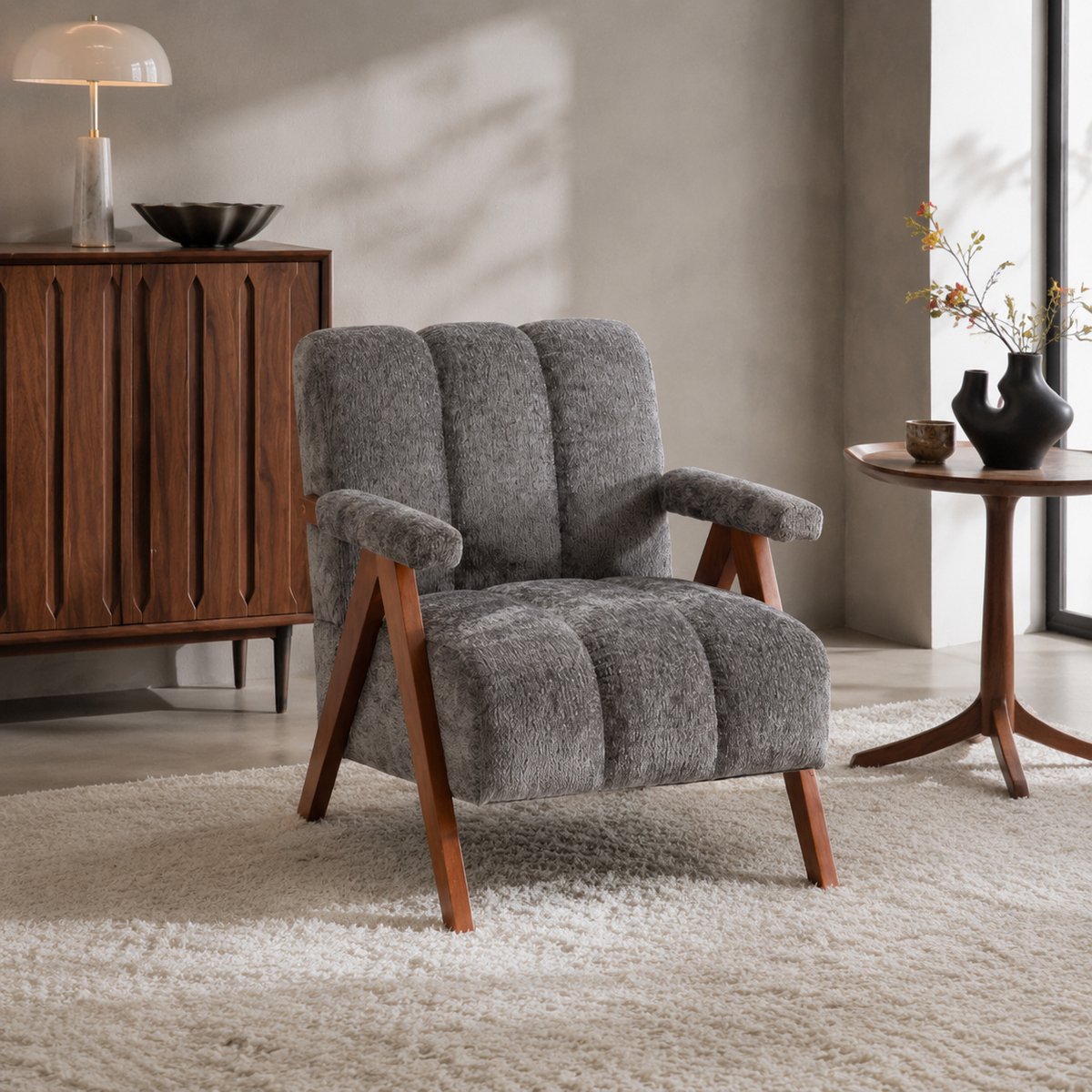 Fauteuil - Relaxstoel - Comfortabele TV-stoel - Leesstoel - Modern design - Geschikt voor de woonkamer, slaapkamer en kantoor - Grijs