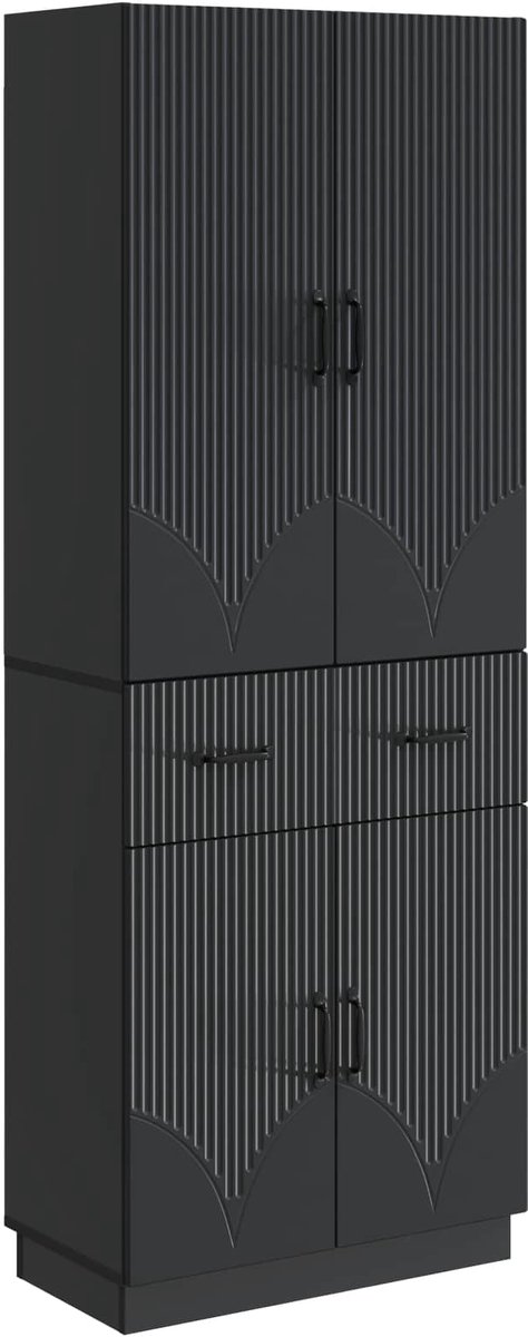 vidaXL Kast - Set - 2 - st - Zwart - Bewerkt - hout