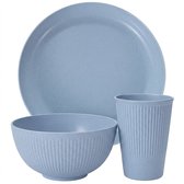 Service de camping bleu femmes et hommes service de 3 pièces avec assiette bol et tasse vaisselle légère en PP pour le camping le pique-nique les voyages en plein air et l'usage quotidien