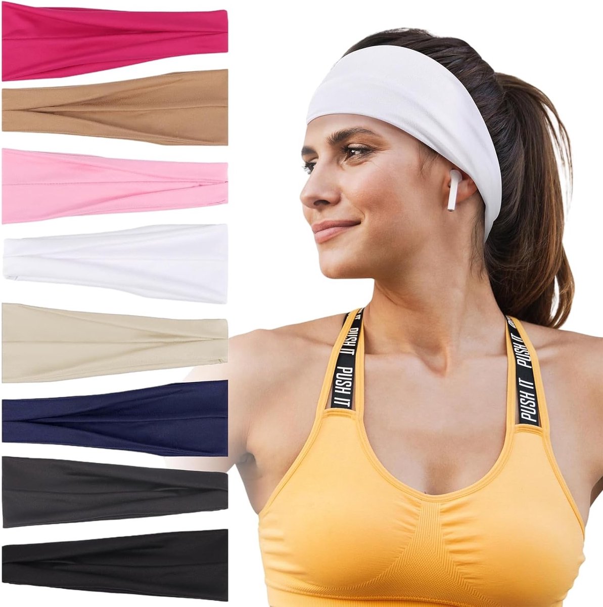 Brede Elastische Hoofdband voor Dames, 8 Stuks Antislip Zweetbanden voor Sport, Yoga en Dagelijks Gebruik