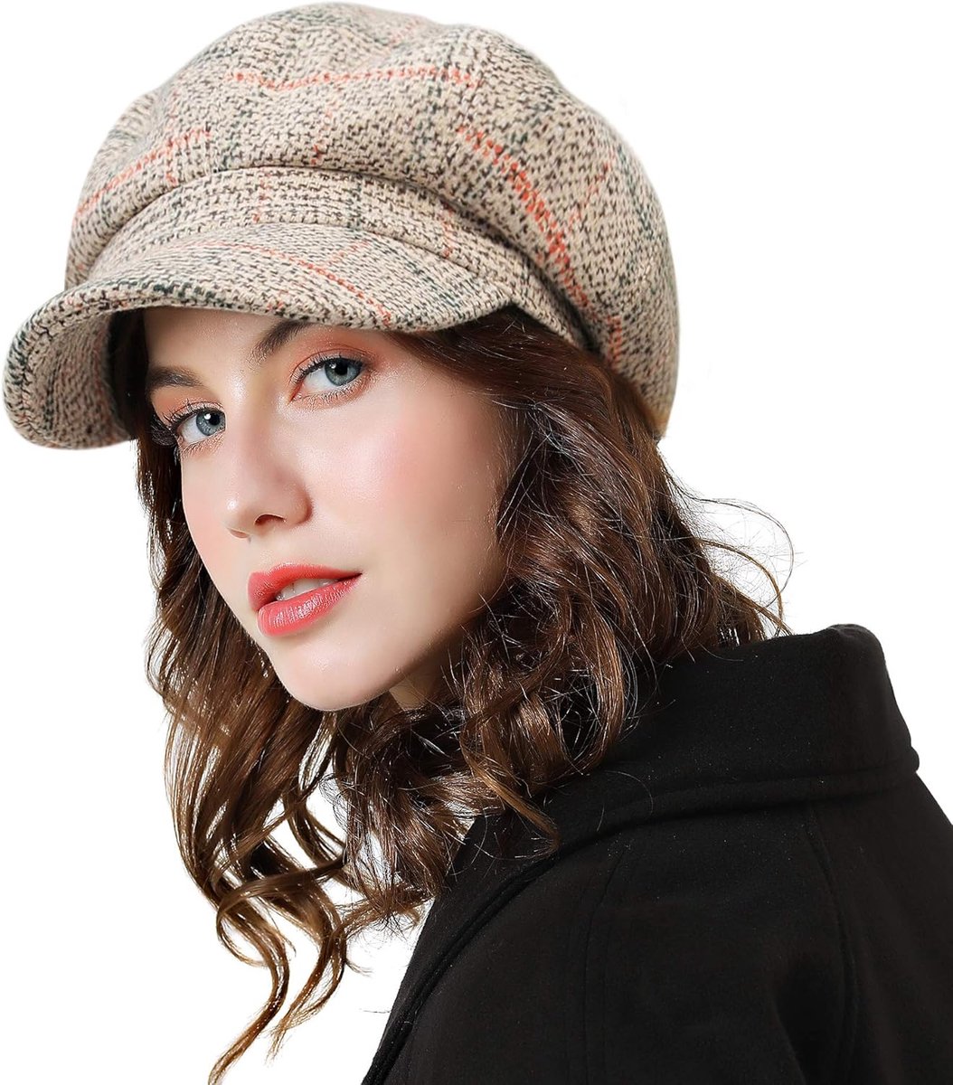 JeiibrZui Dames Baret Muts Met Klep - Winter Newsboy Cap Bakerboy Hoed - 56 Cm Omtrek - 1 Stuk - Klassiek Design Voor Dagelijks Gebruik