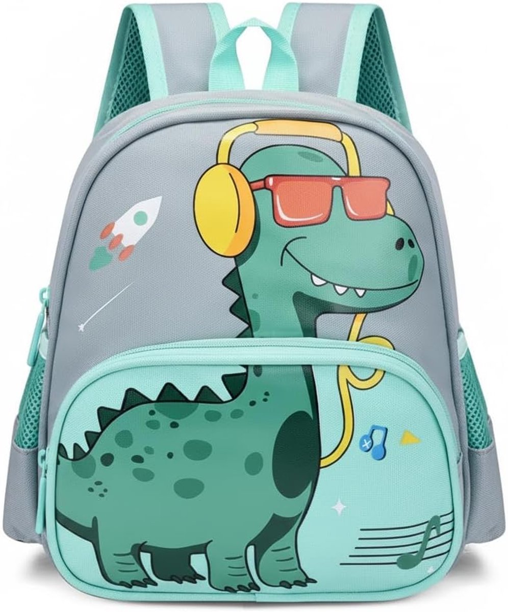 JeiibrZui Kinderrucksack Dinosaurier - 29x25x10 cm - 1 Stuks - Waterafstotend - Grijs