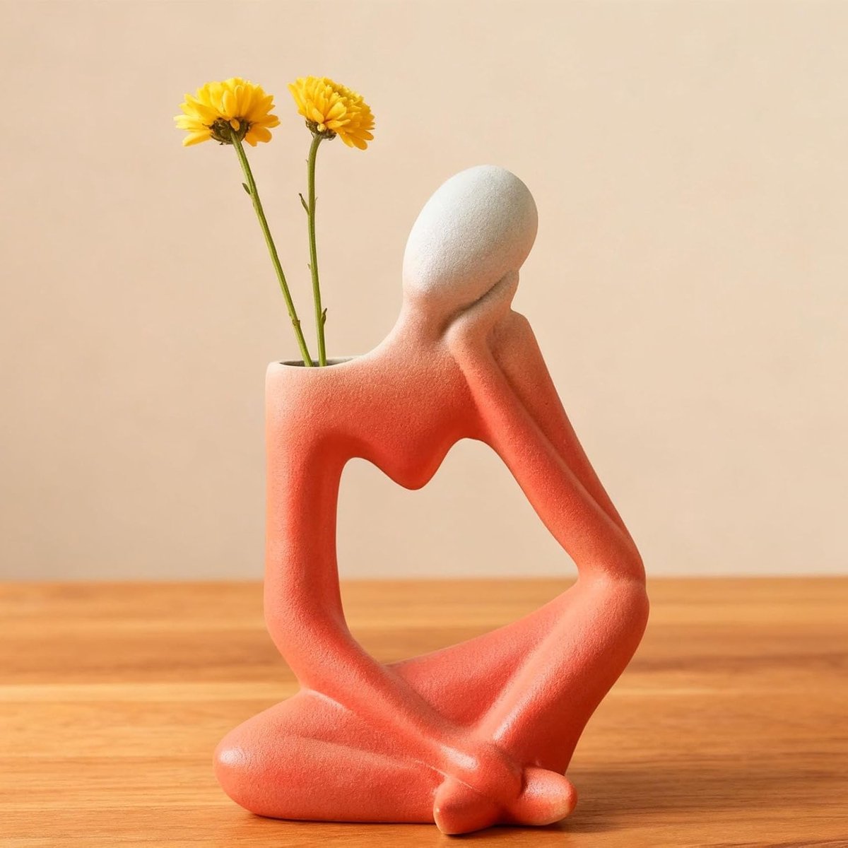 Moderne Decoratieve Vaasje voor Pampasgras en Tulpen, Aesthetische Bloemvaas van Keramiek, 19 cm Hoog, Perfect als Cadeau voor de Woonkamer