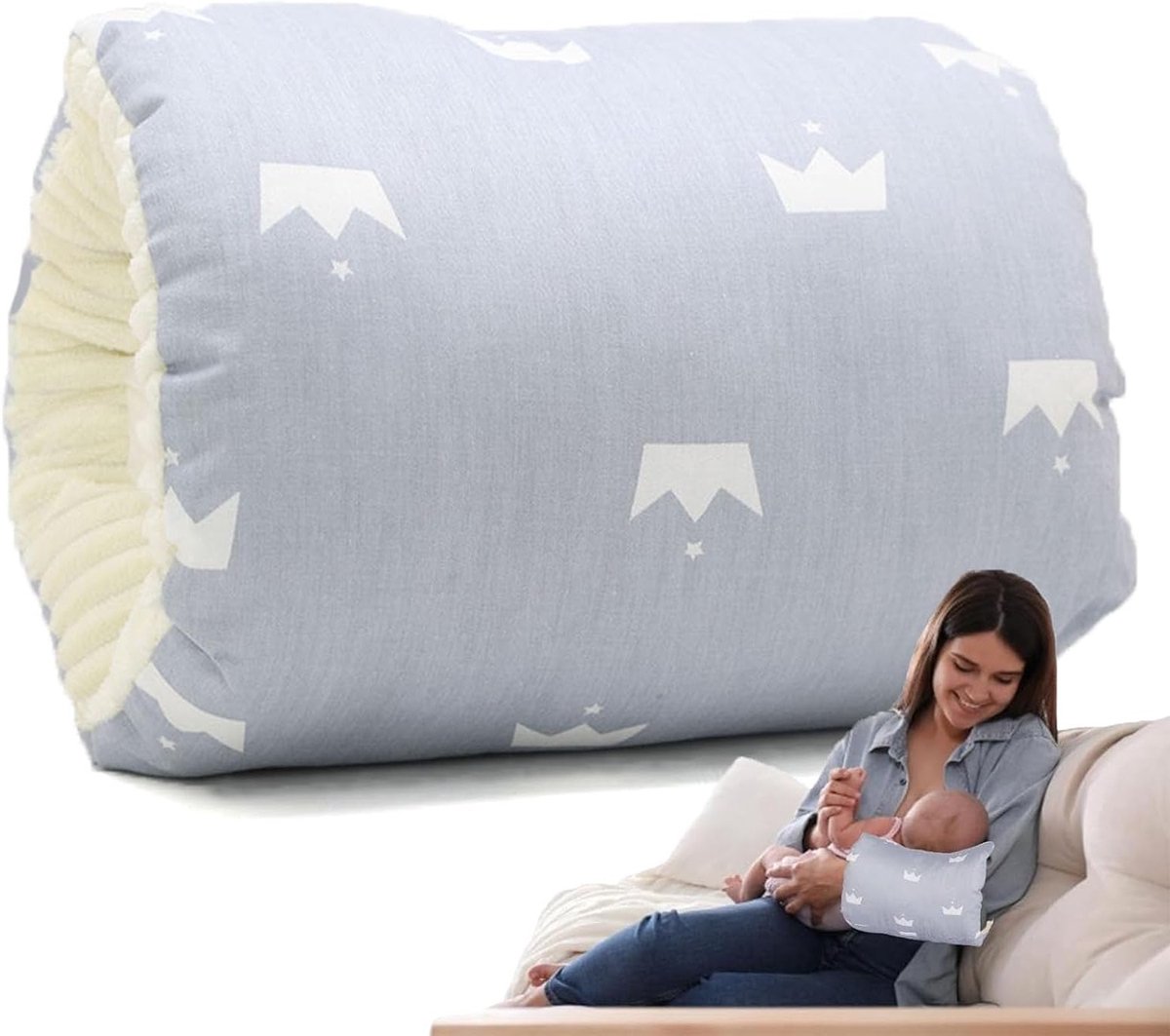 Zachte Katoenen Crib Kussen voor Baby, Armsteun voor Borstvoeding en Flesvoeding, Anti-Spugen Hoofdkussen, Perfect Cadeau voor Moeders in Lichtgrijs