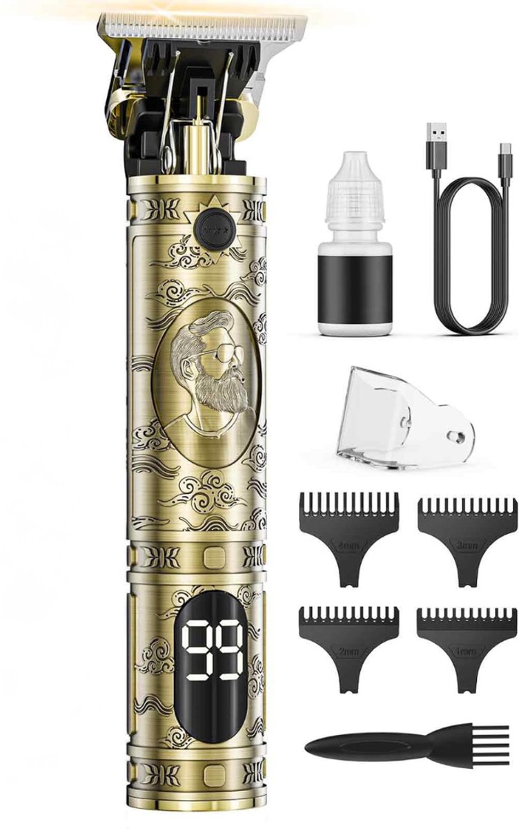 HEZIVO® Tondeuse Mannen Hoofdhaar - Trimmer voor Hoofd en Baard - Professionele Kapper Tondeuse - LED Display - Oplaadbaar - Stil