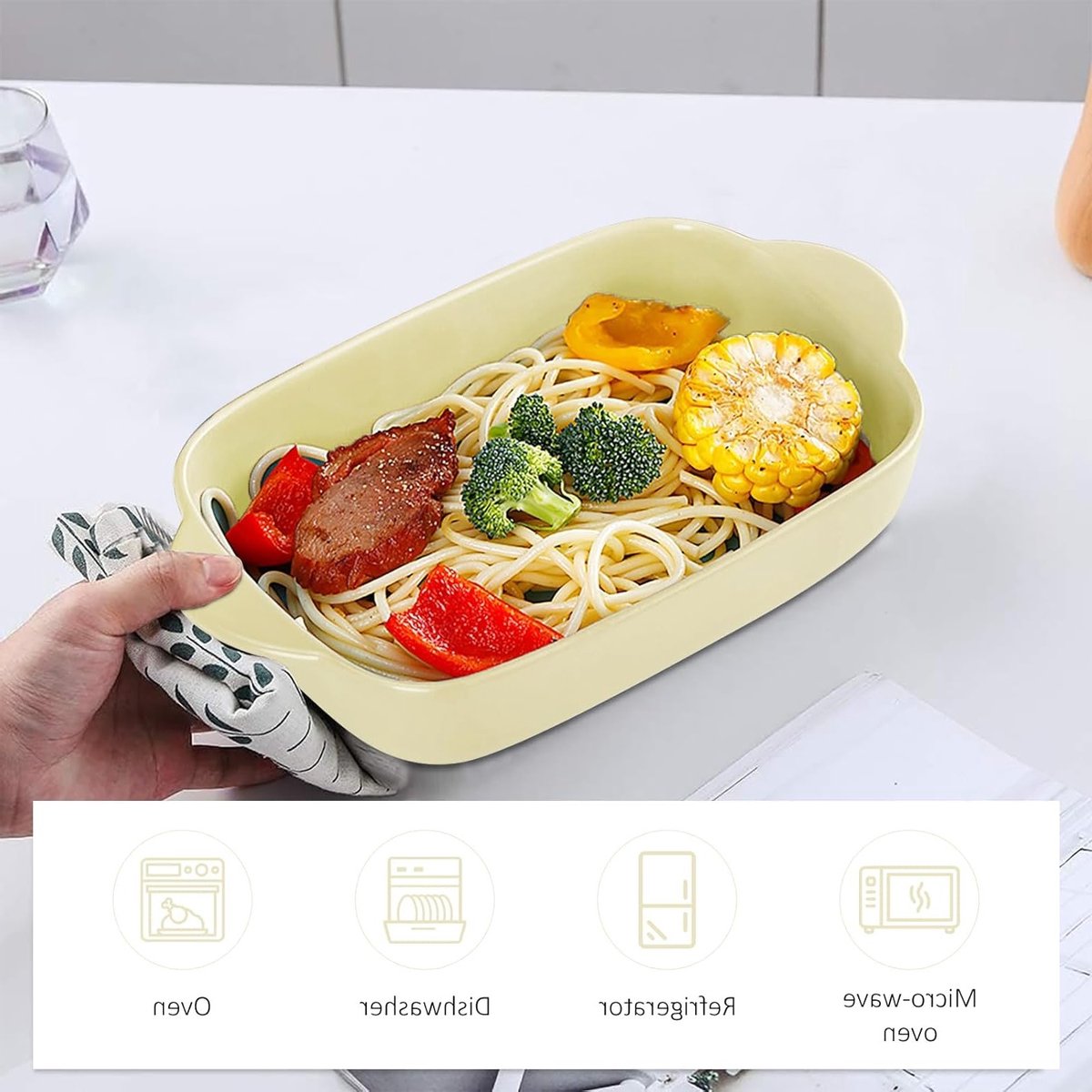 Set van 2 kleurrijke keramische ovenschaal voor lasagne en bakken — cadeau in Kookcadeaus - foto 5