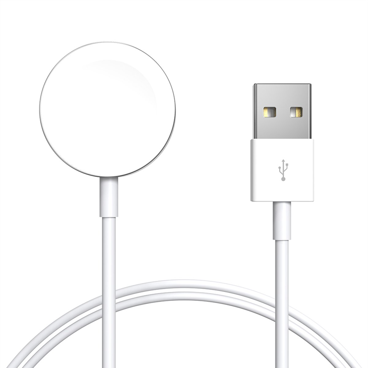 Strap-it Oplader geschikt voor Apple Watch 1 / 2 / 3 / 4 / 5 / 6 / 7 / 8 / 9 / 10 / 11 / SE (2/3) / Ultra (2/3) - USB-A Oplaadkabel - Charger - 1 Meter - Wit