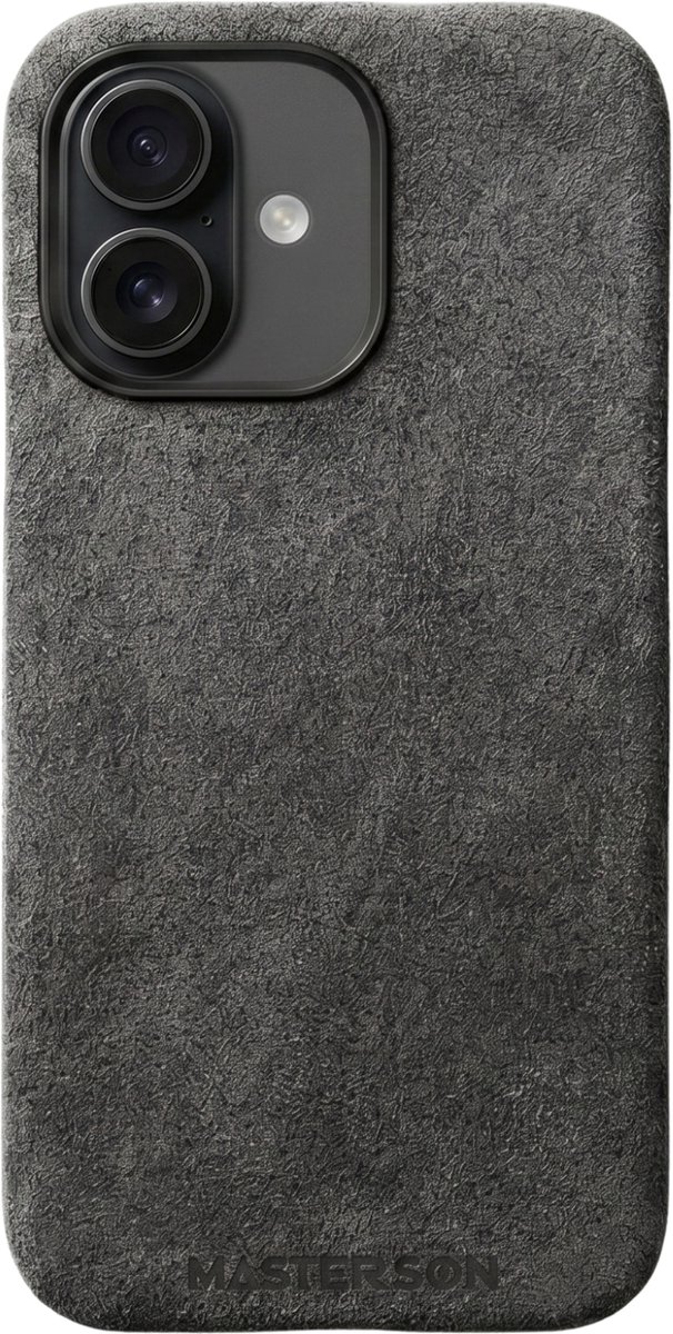 Mastersøn - Telefoonhoes Zwart geschikt voor Apple iPhone 16 Pro Max – Alcantara Case – Magsafe - Moonstone Black - Hoesje