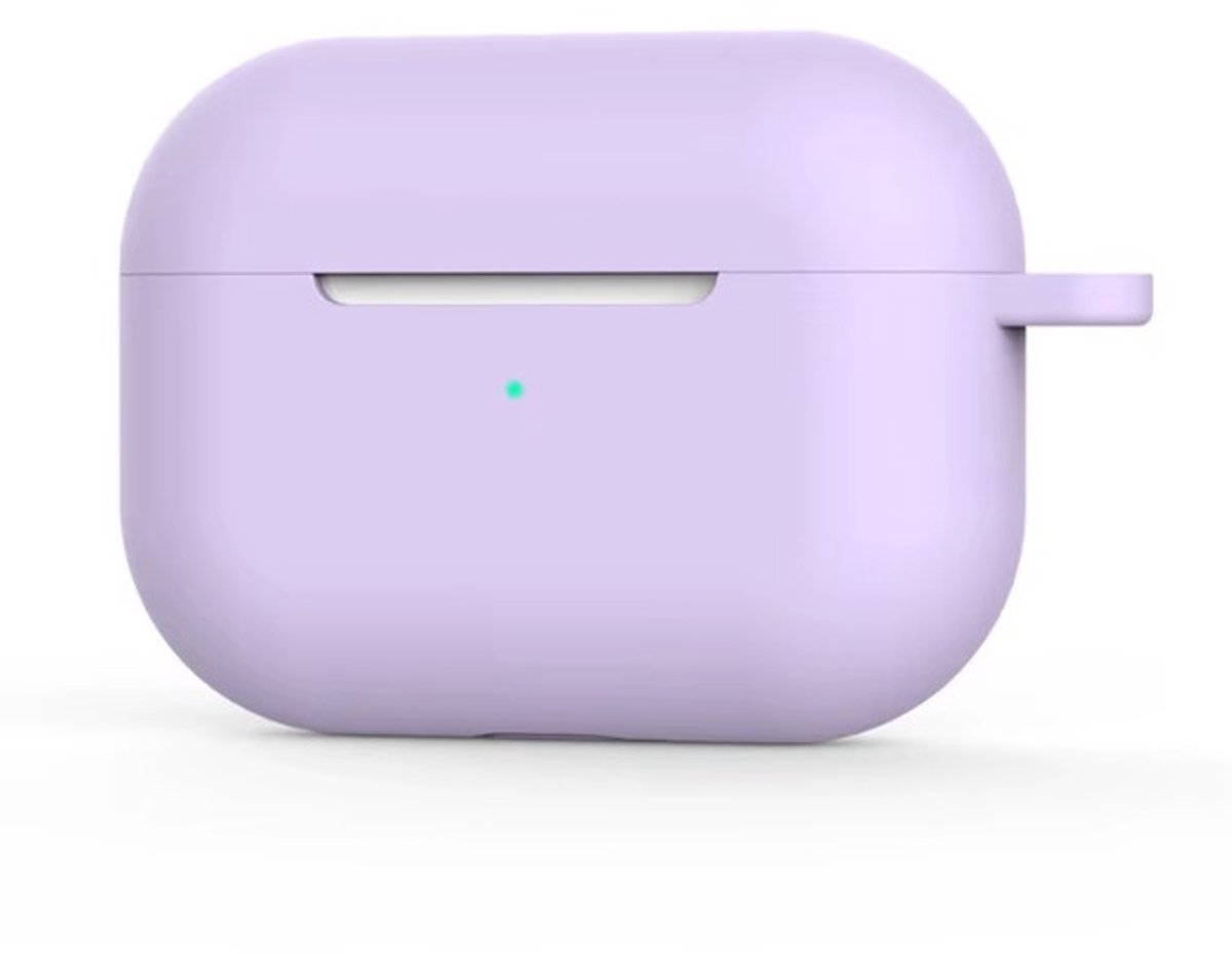 Scoby - Hoesje Geschikt voor AirPods 4 - Siliconen Case - Beschermhoes - AirPods Case Cover - Compact - grijs-paars