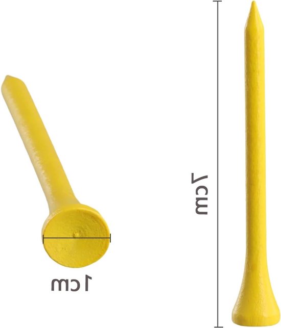 100 Stuks Biologisch Afbreekbare Golf Tees van Hout - 70mm Lange T-shirts voor Golfen, Ideaal voor Drivers en Golfmatten — afbeelding 5