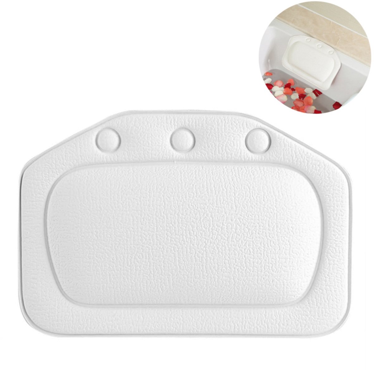 TOVBMUP Badkussens - Nekkussen bad - Hoofdsteun bad - Badkussen met zuignappen - Badkussens voor in bad - 21 x 31 cm - Wit