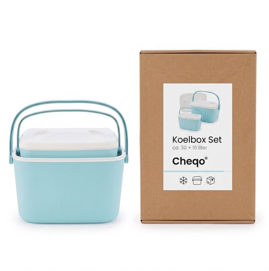 Cheqo® Koelbox Set van 2 - Lichtblauw - Passieve Koelbox voor Camping en Picknick - Draagbare Koeltas zonder Stroom - Geïsoleerd voor Strand en Auto - Passend in Elkaar - Frigobox - Coolbox - Festival - BBQ - Outdoor van Cheqo — afbeelding 5