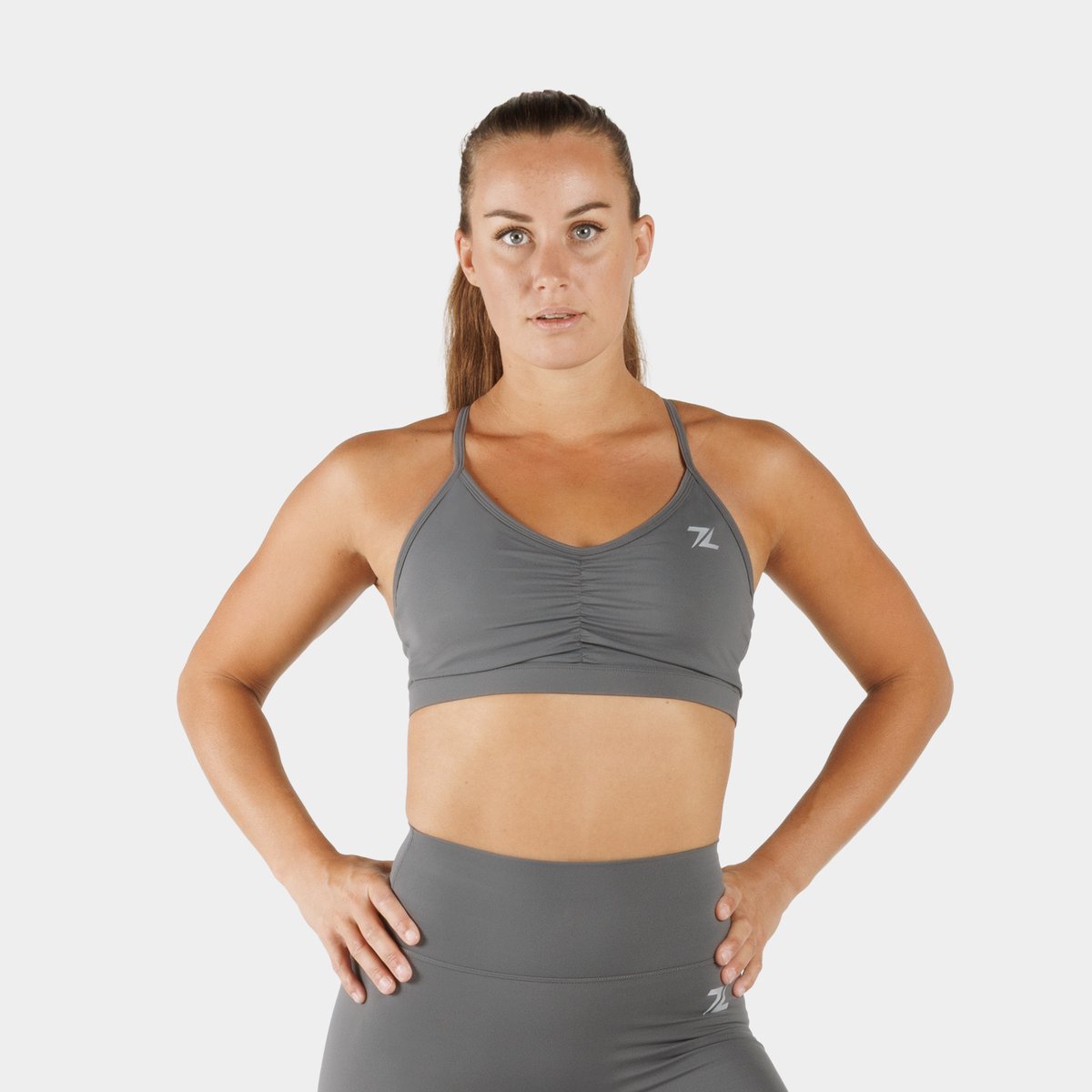 ZEUZ Dames Sport BH – Ruched Design – Fitness & Yoga - Grijs - XS