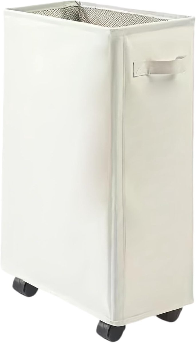 Vouwbare wasmand met 4 wielen en rem, ideaal voor vuile kleding, badhanddoeken en sportuitrusting (beige)