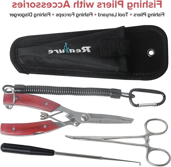 Multifunctionele Visgereedschap Set met 3 Delen: Rvs Tang, Haakopener en Lock Ring voor Vissers, Draagbaar en Duurzaam — afbeelding 5
