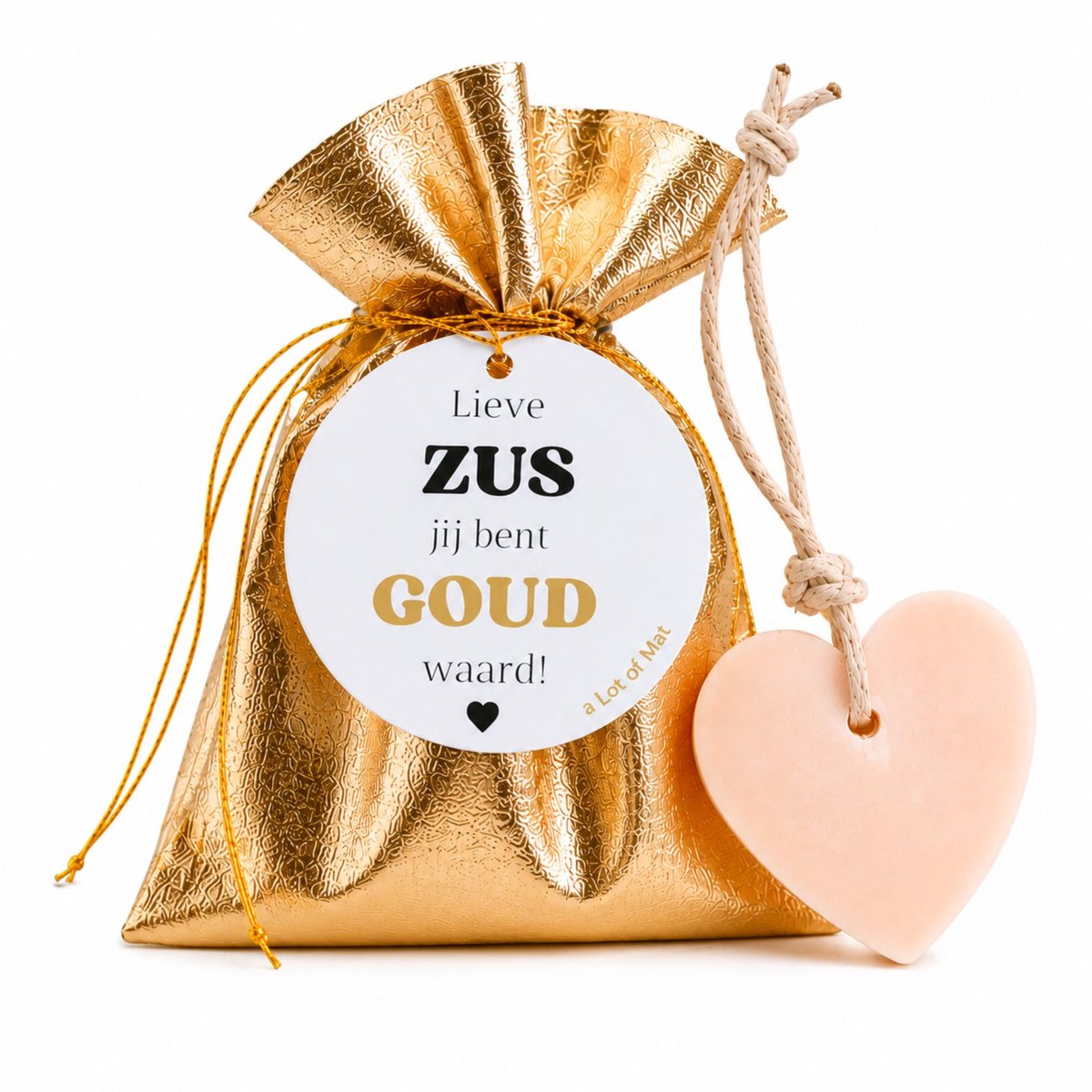 Cadeau Zus - Jij Bent Goud Waard - Zeephart in Gouden Cadeauzakje - a Lot of Mat