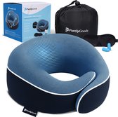 Ensemble Coussin Cervical PurelyGoods® - Coussin de Voyage - Avion & Voiture - Mousse à Mémoire - Bleu Foncé