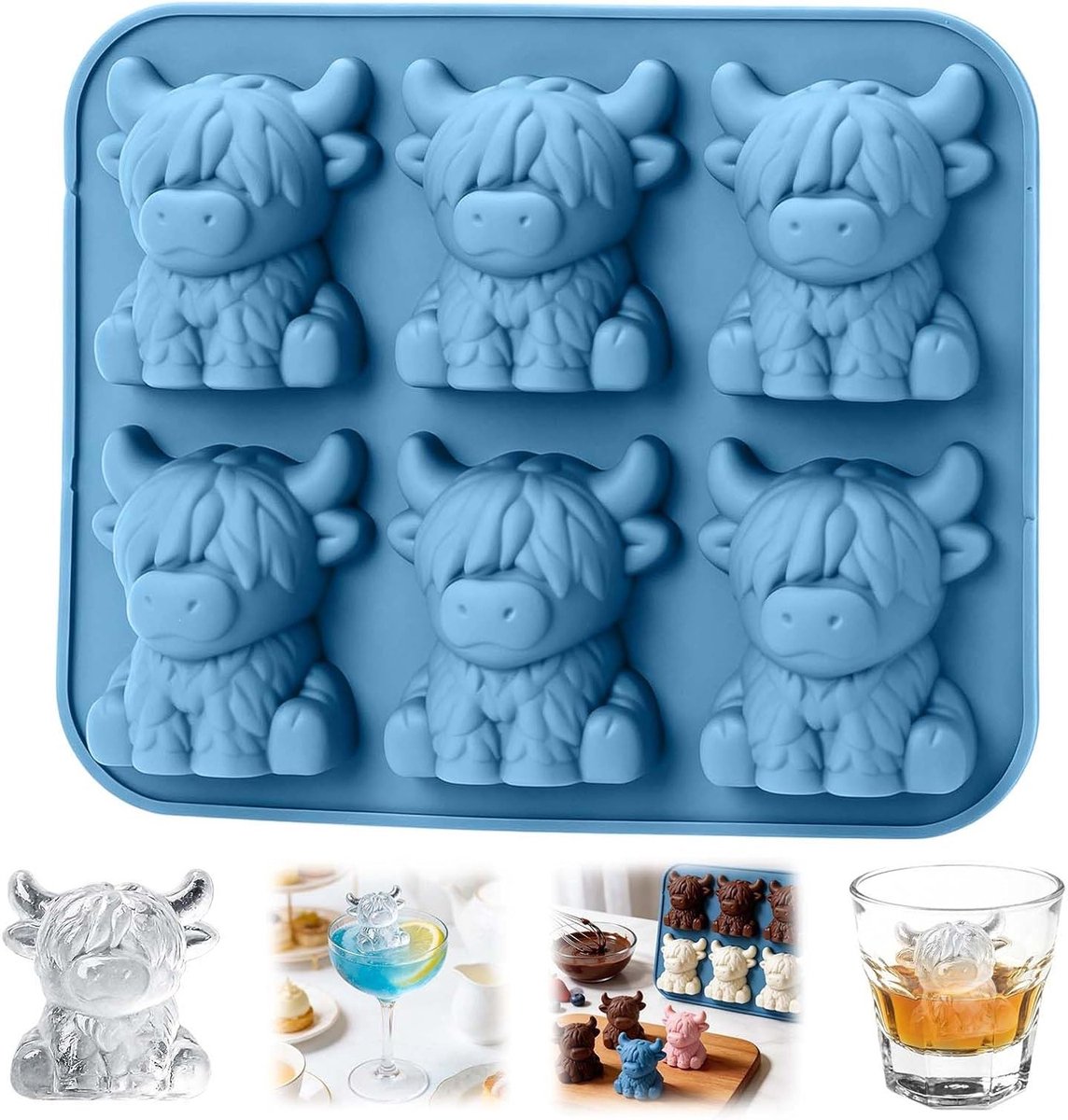 3D Koeienvorm IJsblokjesvorm - Herbruikbare Silicone Mold voor Chocolade, Snoep en Drankjes