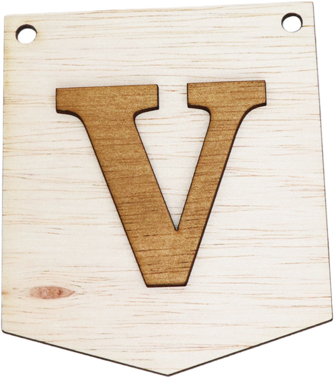 3D Houten Letter V – Gepersonaliseerde Slingers & Vlaggenlijnen Zelf Samenstellen | Duurzame Decoratie