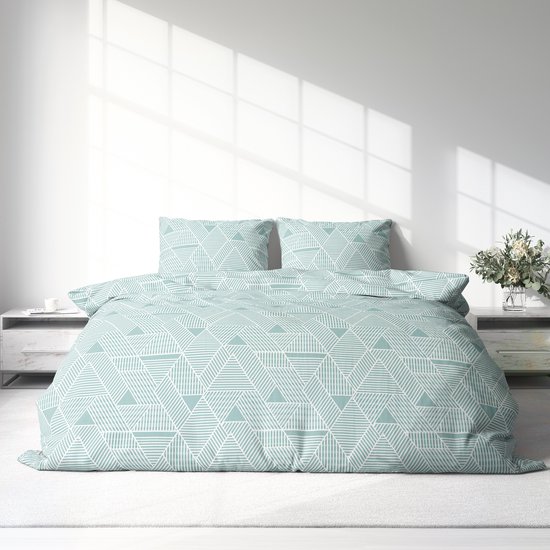 Dekbedovertrek 100% Katoen Premium - 240 x 220cm (Lits-jumeaux) - Triangle GreenBlue