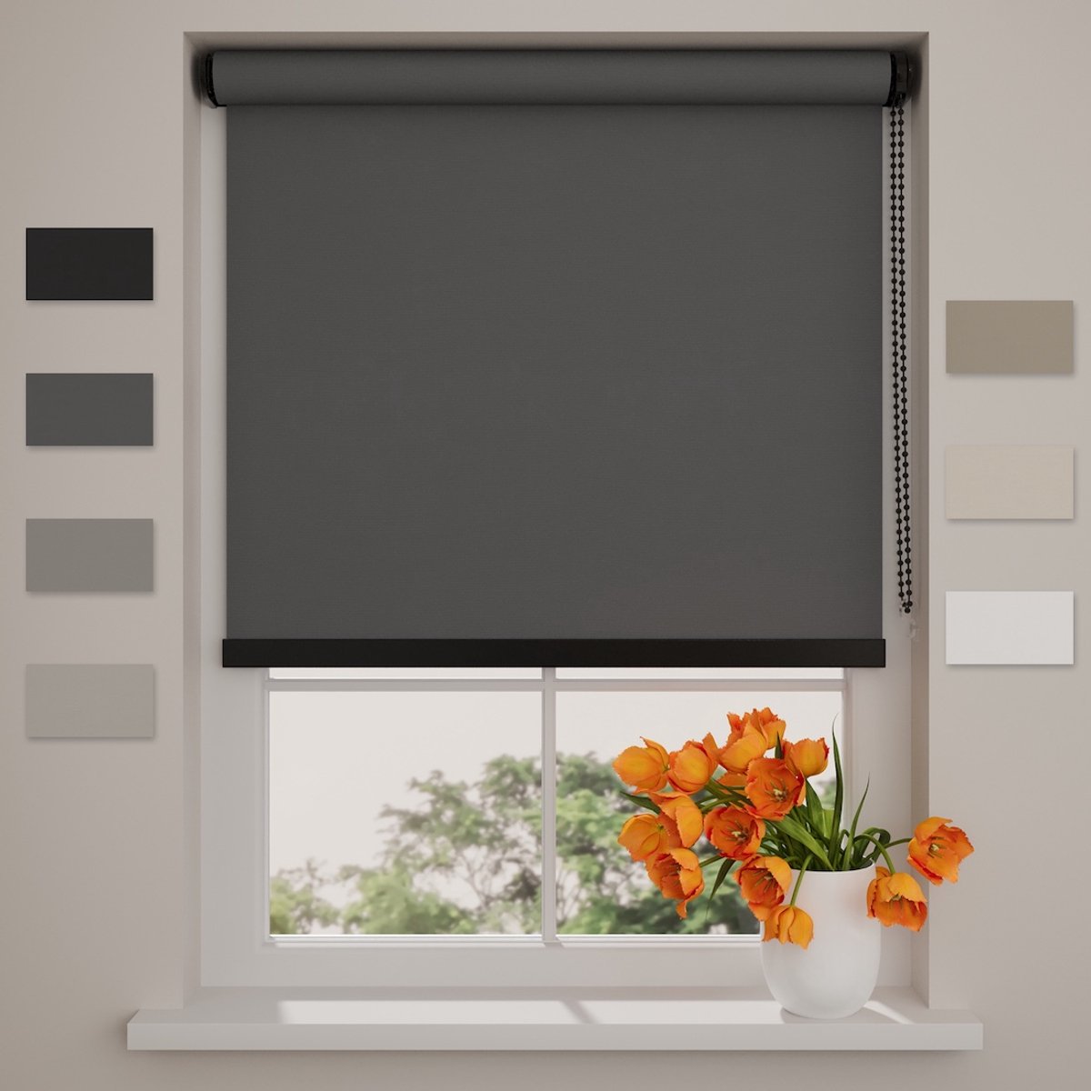 DTCH® Rolgordijn Verduisterend - Easy Royal - Antraciet - 170 x 190 cm - Rolgordijn zonder boren - Maten van 40 t/m 240 cm breed