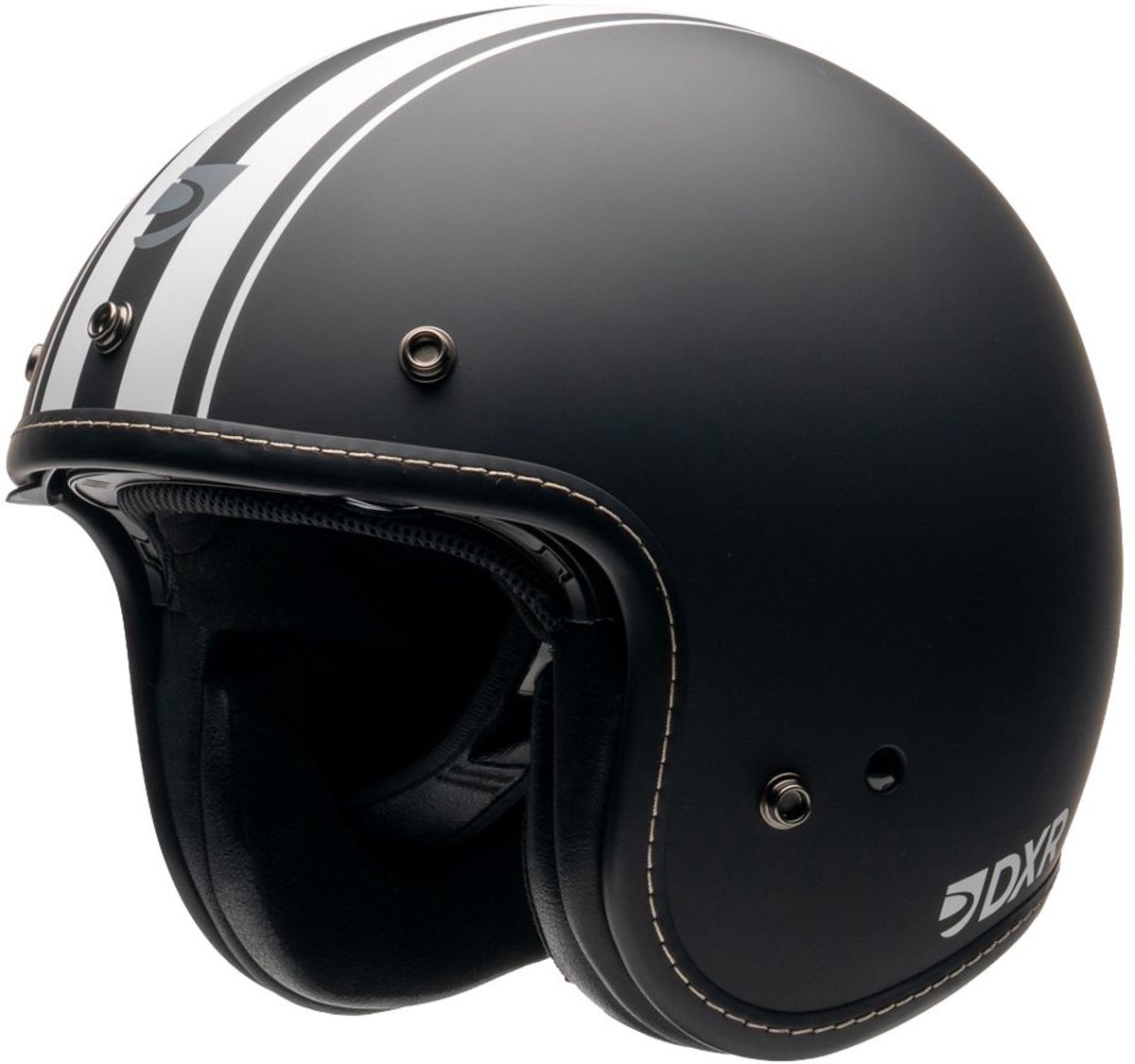 MOTOBLOUZ ELEMENT STRIPE Scooterhelm - Motorhelm - Jet Helm voor Vespa, Scooter, Motor Brommer & Snorfiets - Zwart - L