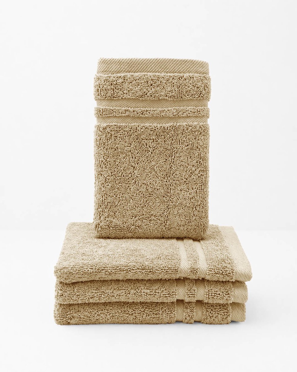 HOOMstyle Washandjes Boutique - 4 stuks - 14x21cm - Hazelnoot Bruin