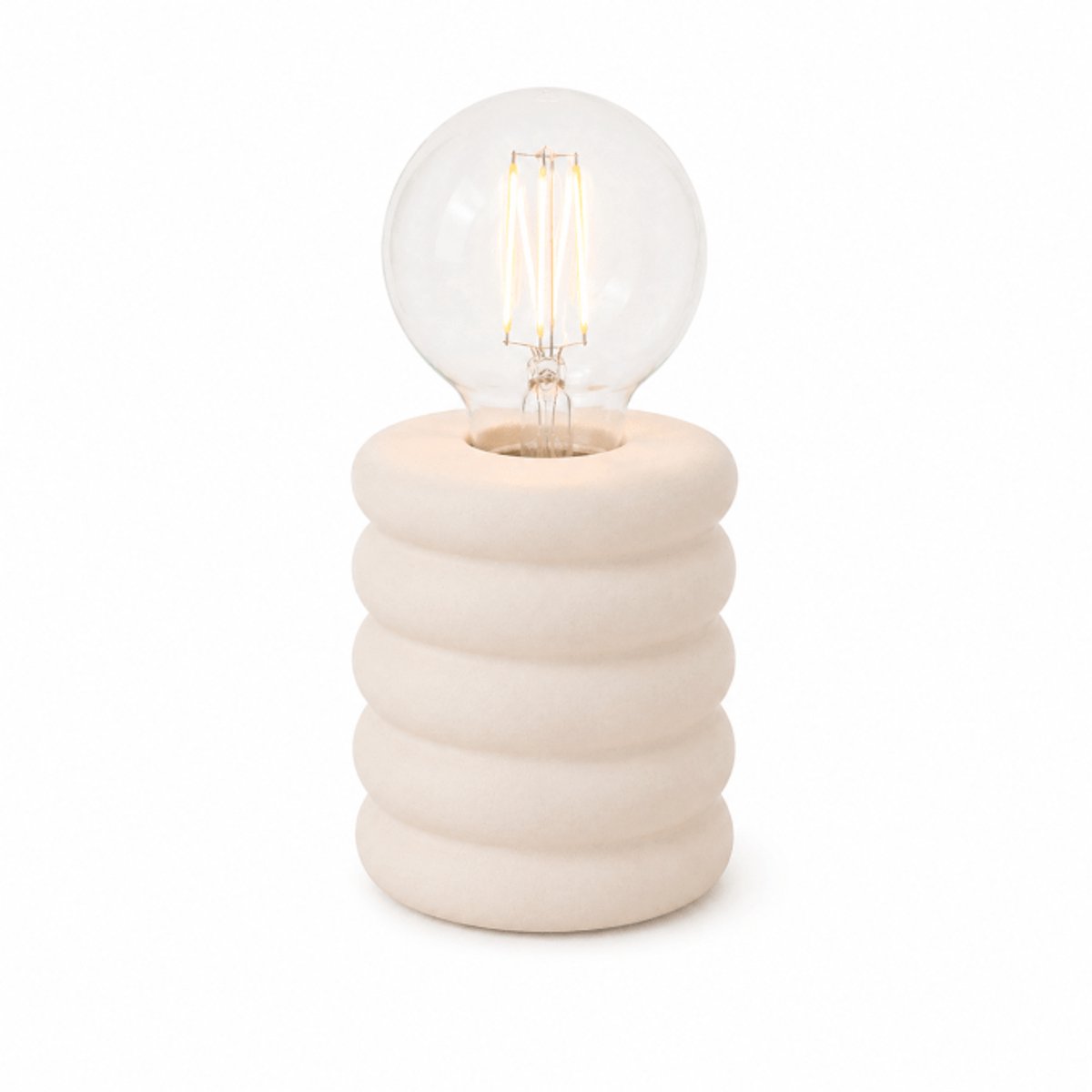 LUMORA Tafellamp Beige – Ø9 x H18 cm cm – Dolomiet – Inclusief LED Lamp – Draadloos – Werkt op Batterijen – Sfeerverlichting