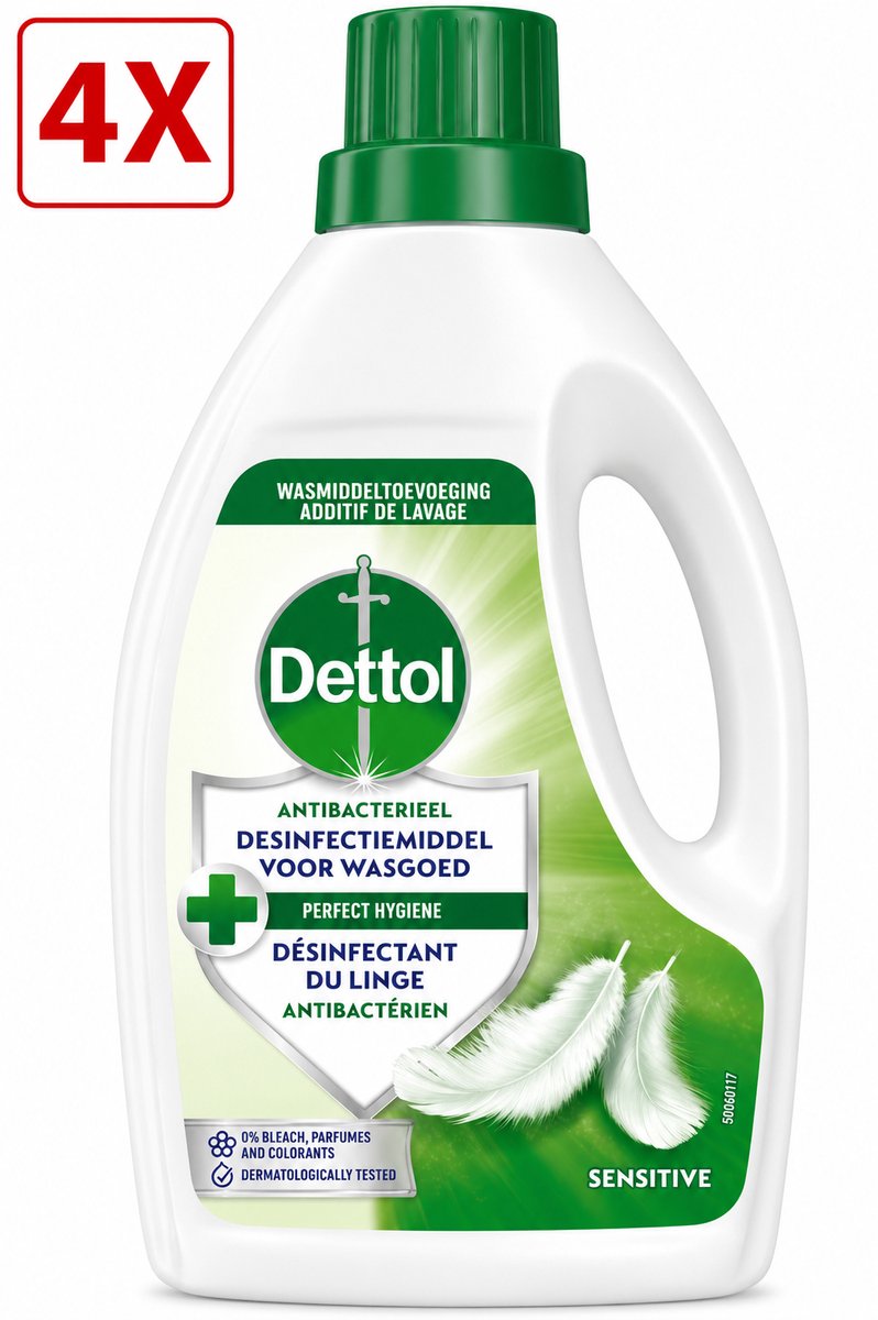 4 x Dettol - Toevoeging bij de was - Sensitive - 1,5L