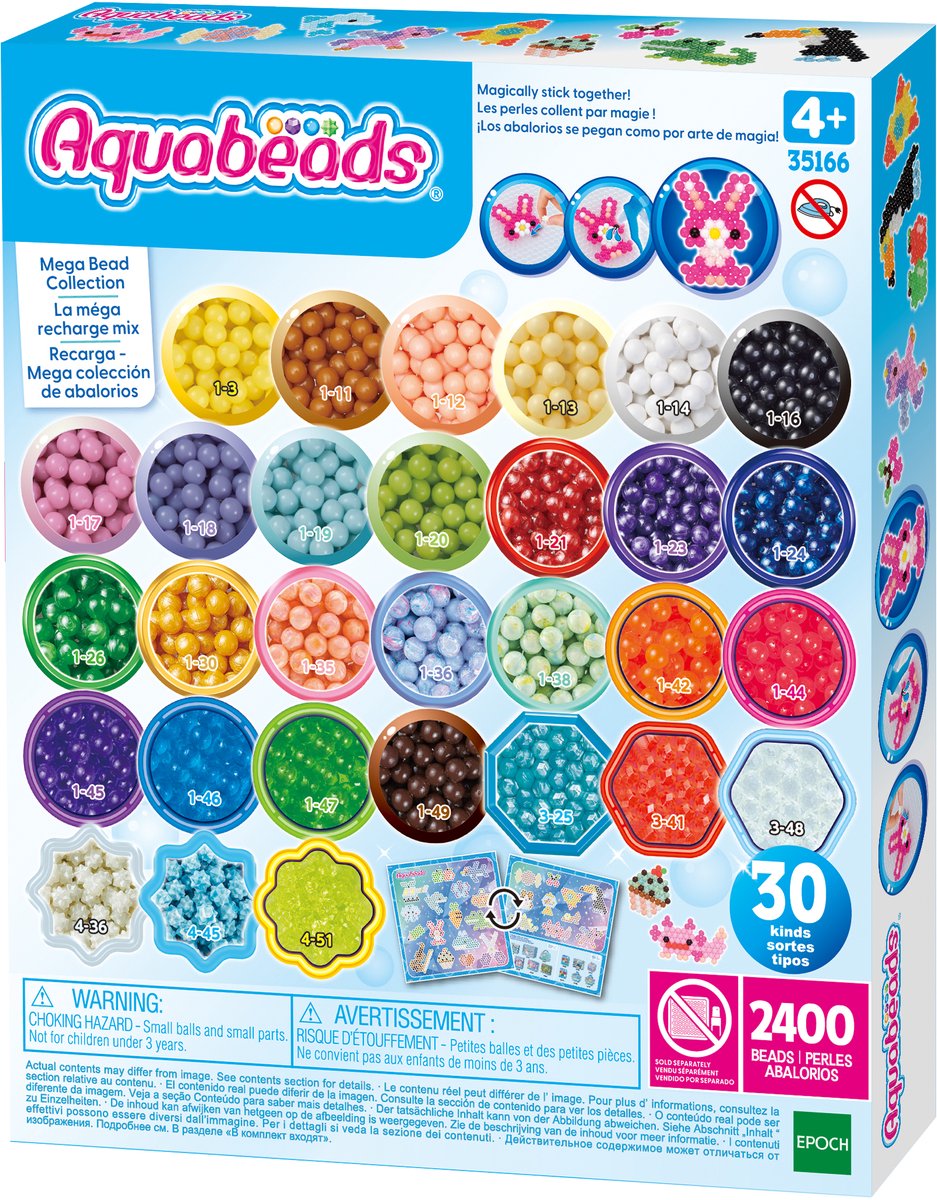 EPOCH Aquabeads navulling mega bead set- 2400 parels inclusief de nieuwe neon parels