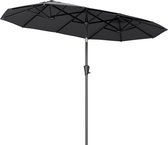 LifeGoods Dubbele Parasol - Tuin - 160x300cm - tot 8 Personen - Waterdicht - UPF50+ - Donkergrijs