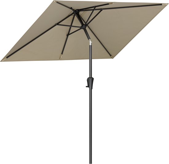 LifeGoods Parasol - Tuin - 205x136cm - 30° Kantelbaar - Waterdicht - UPF50+ - Taupe