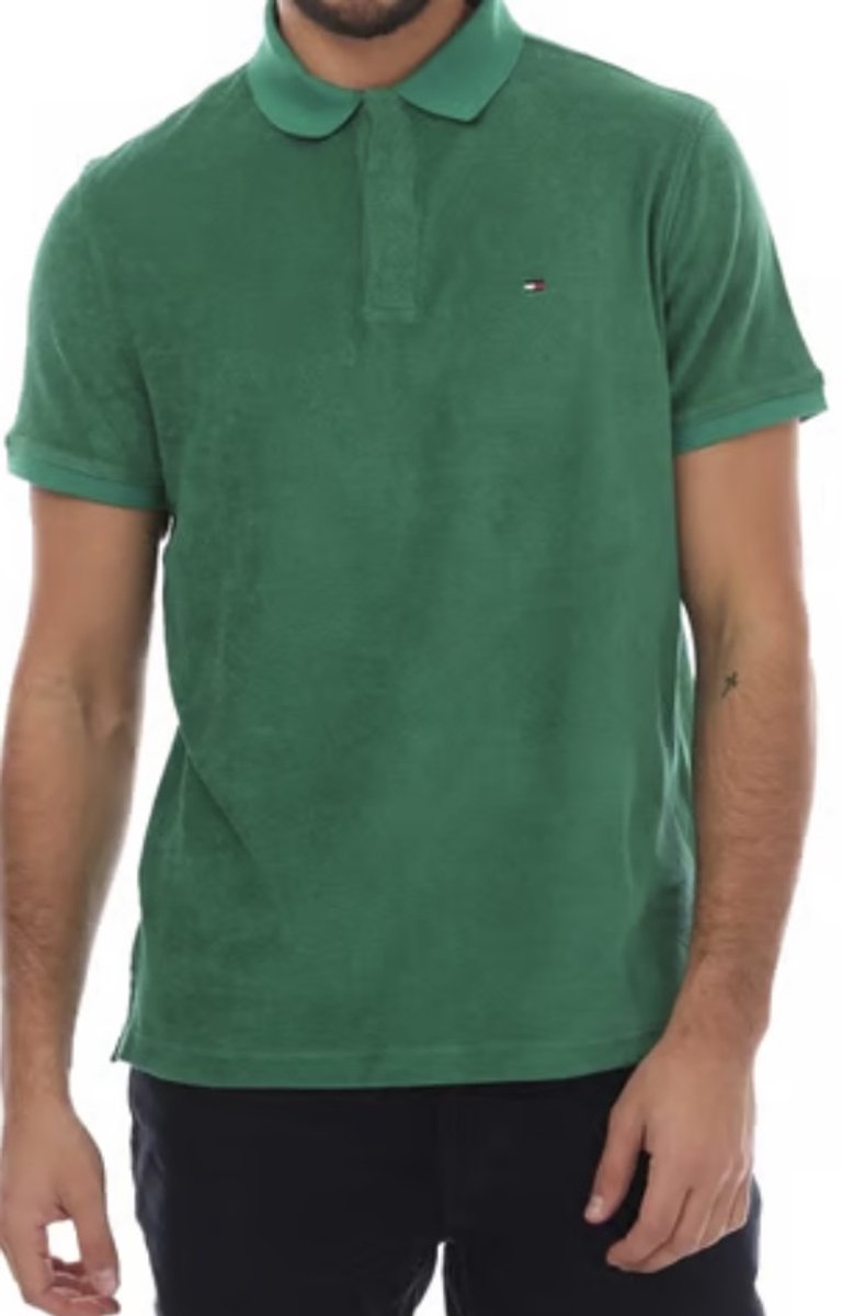 Tommy Hilfiger Micro Towelling Badstof Poloshirt Heren Groen
