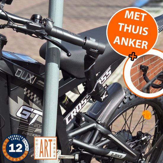 Vulpex ProLock ART 2 kettingslot Security Level 12 fatbike slot + gratis thuisankerset muuranker en betonboor
