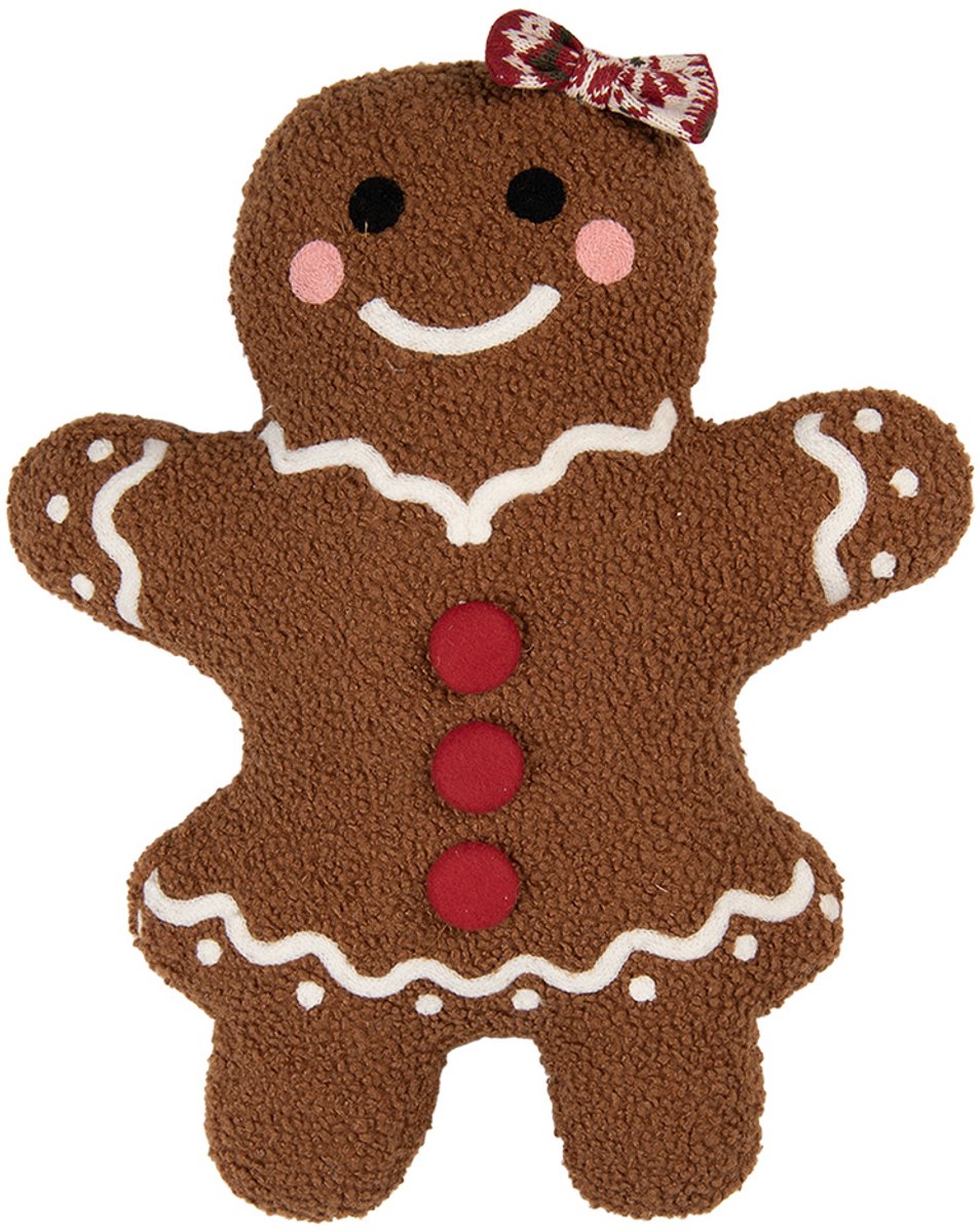 Clayre & Eef Sierkussen Gingerbread man 35x5x44 cm Bruin Polyester