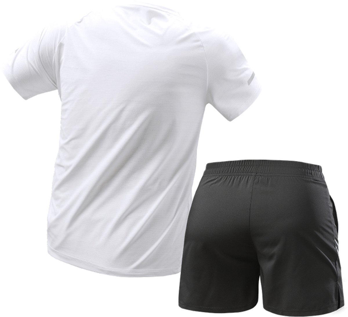 YOUTHUP Heren Effen Sportset van IJszijde – Rond Hals T-shirt met Korte Broek-4XL